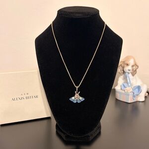 Alexis Bittar Hand Carved Lucite Crystal Small Horn/Moth Pendant Necklace